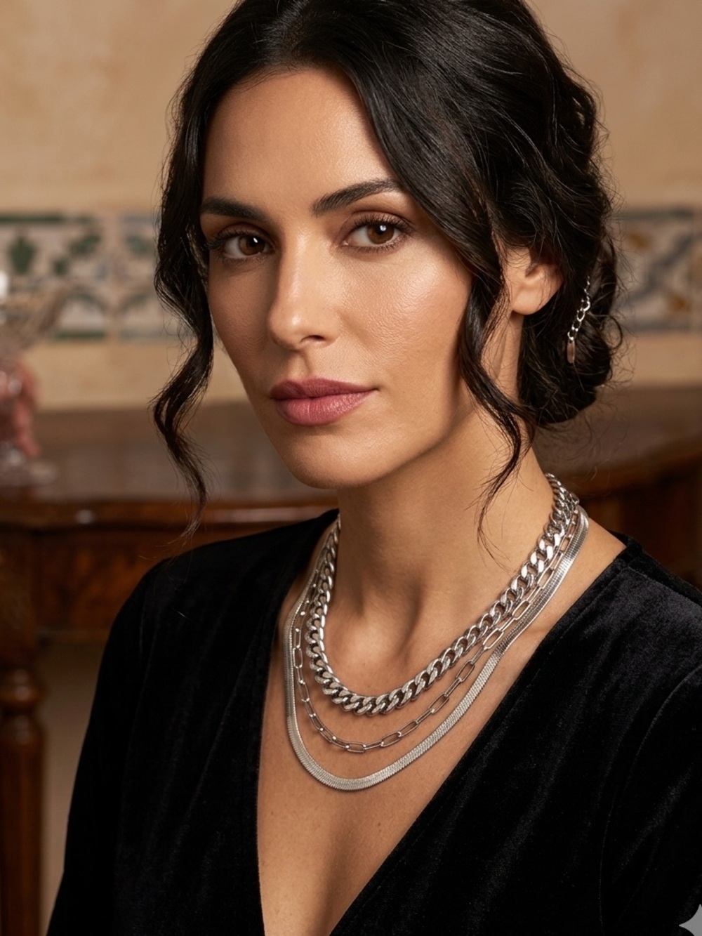 Elegant Silver Chain Necklace Set - Picture 1 of 2